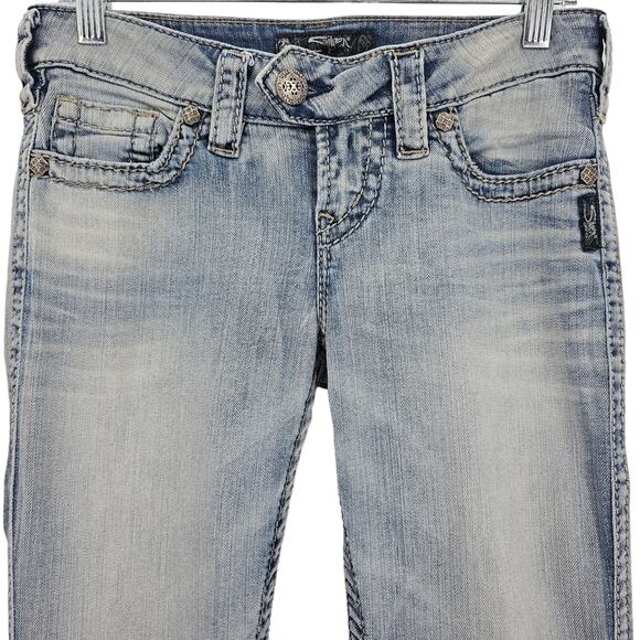 Silver Jeans Co Woman size W26/L31 Tuesday Low Slim Bootcut Denim Blue Jeans Y2K - Picture 4 of 9